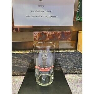 Mobil Oil Renault Dauphine Mobil Oil Drinking Glass Gas Station Premium Vintage